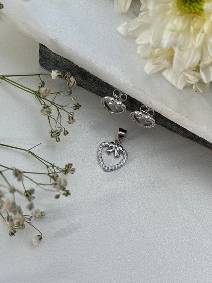 Bow Heart Pendant Set
