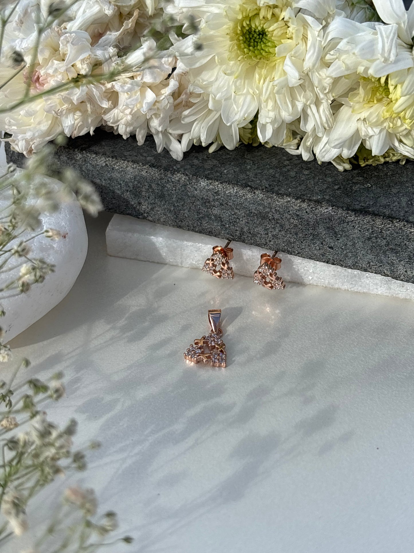 Floral Cluster Pendant Set