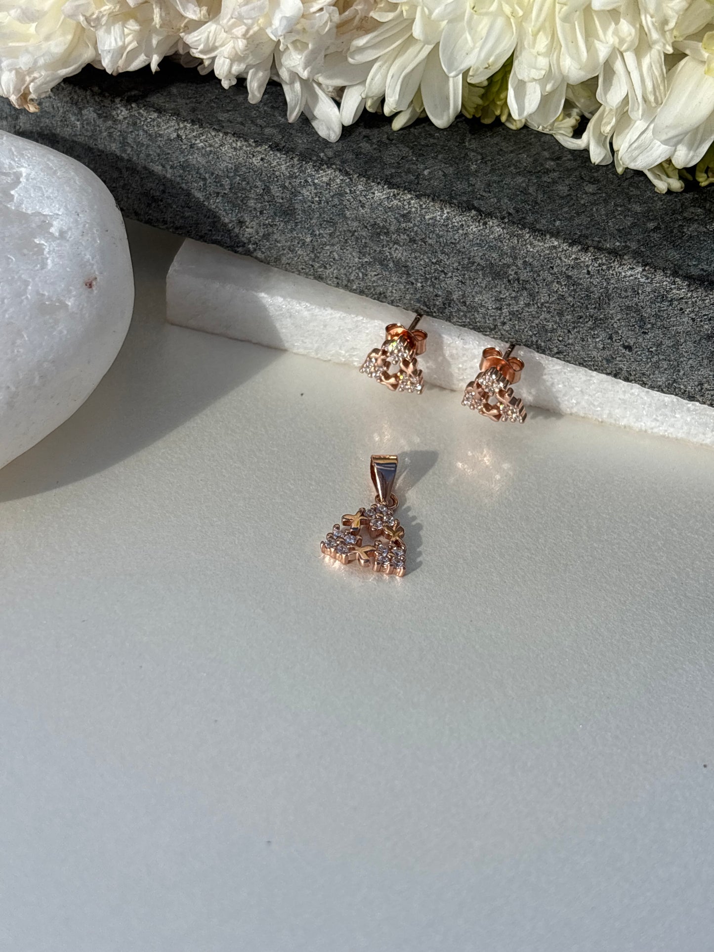 Floral Cluster Pendant Set