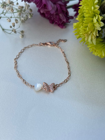 Sterling Silver Heart & Butterfly Bracelet