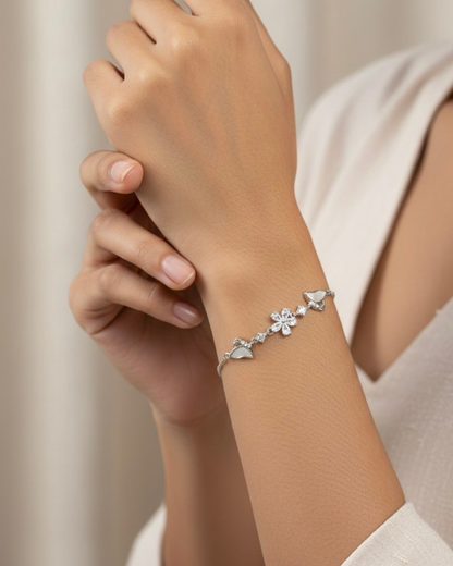 Floral Grace Silver Bracelet