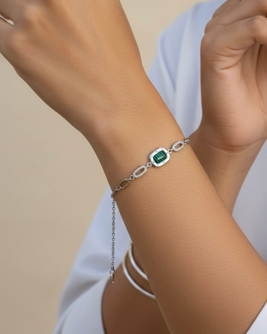 Emerald Link Charm Bracelet