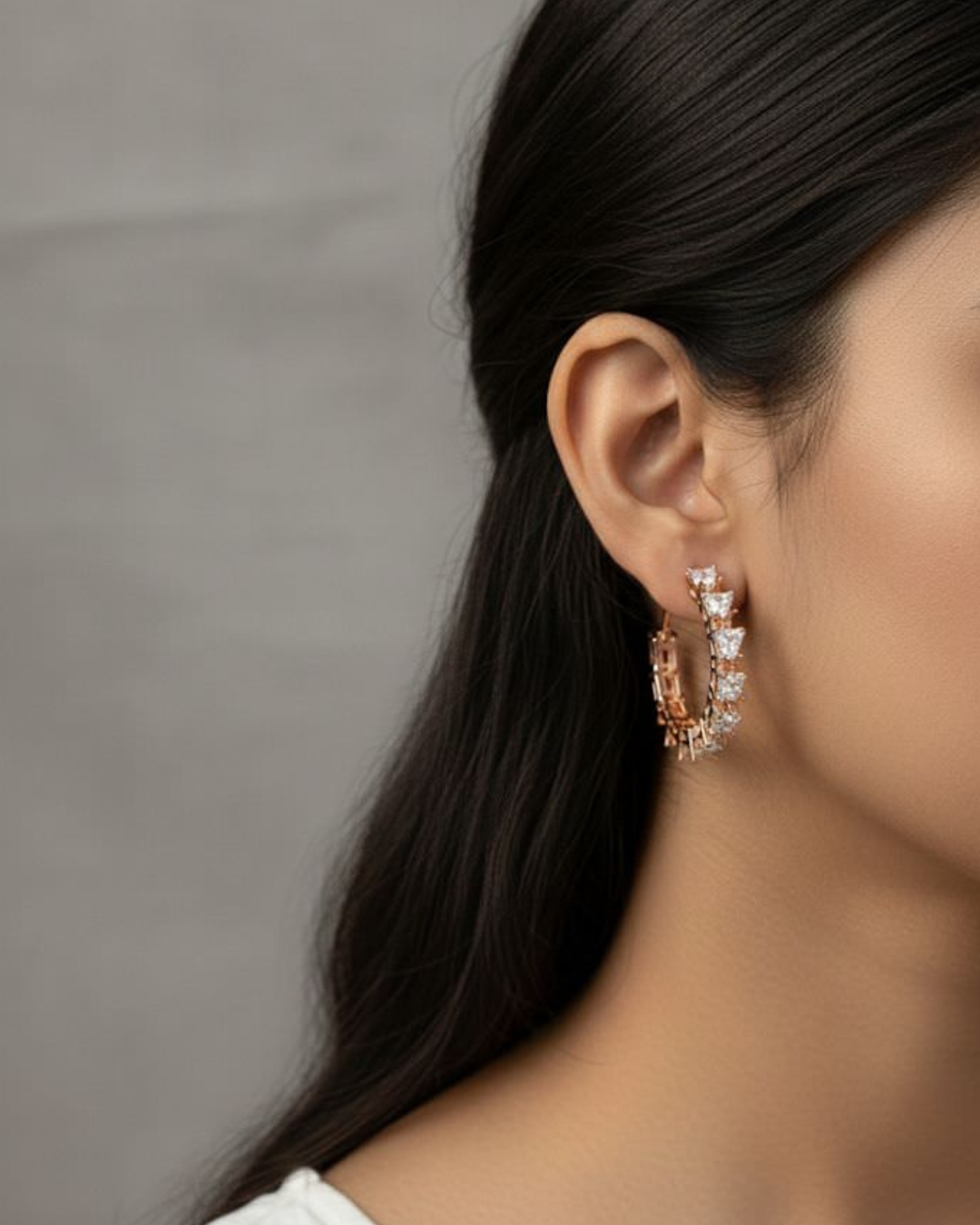 Rose Gold Zigzag Sparkle Hoops