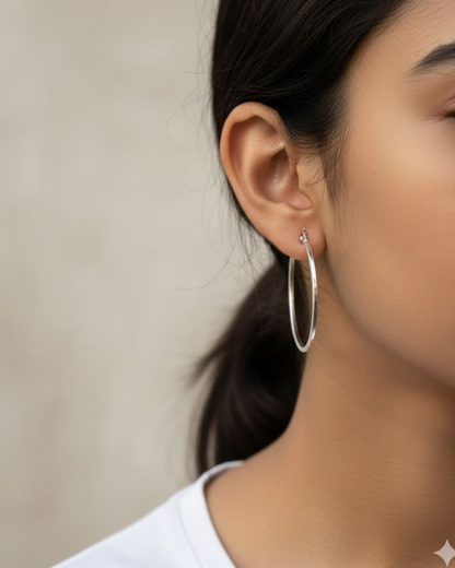 Big Classic Silver Hoops