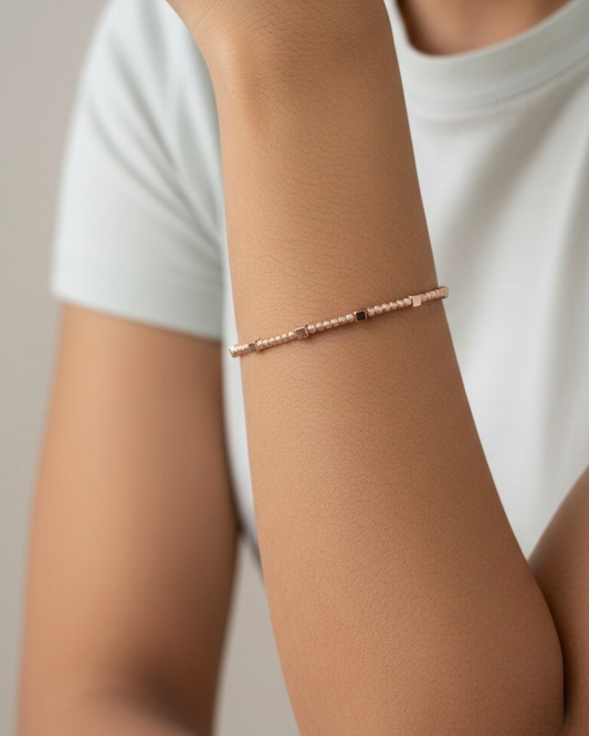 Elegant Rose Gold Beaded Bracelet