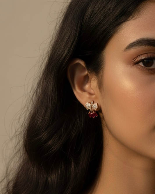 Bow Drop Stud Earrings