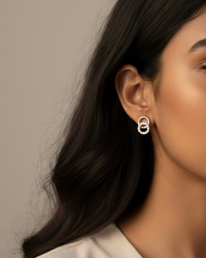 Circular Crystal Stud Earrings