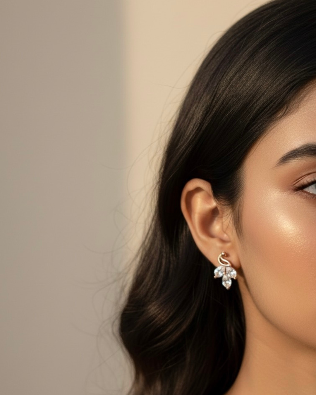 Curved Crystal Stud Earrings