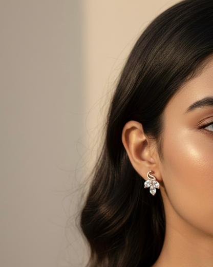 Curved Crystal Stud Earrings