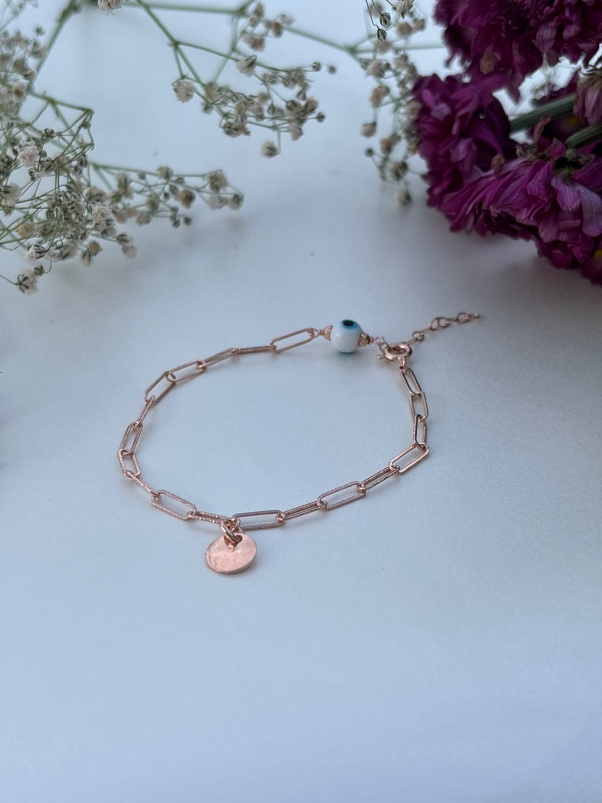 Rose Gold Chain Bracelet with Charm