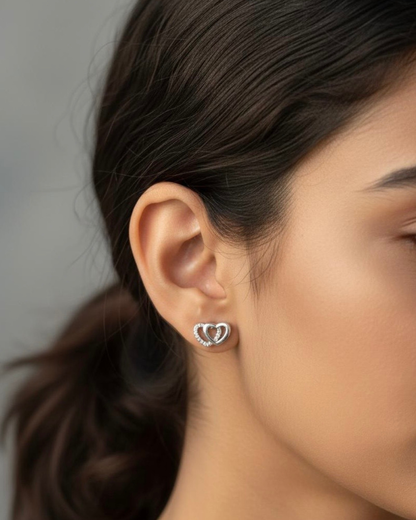 Double Heart Studs