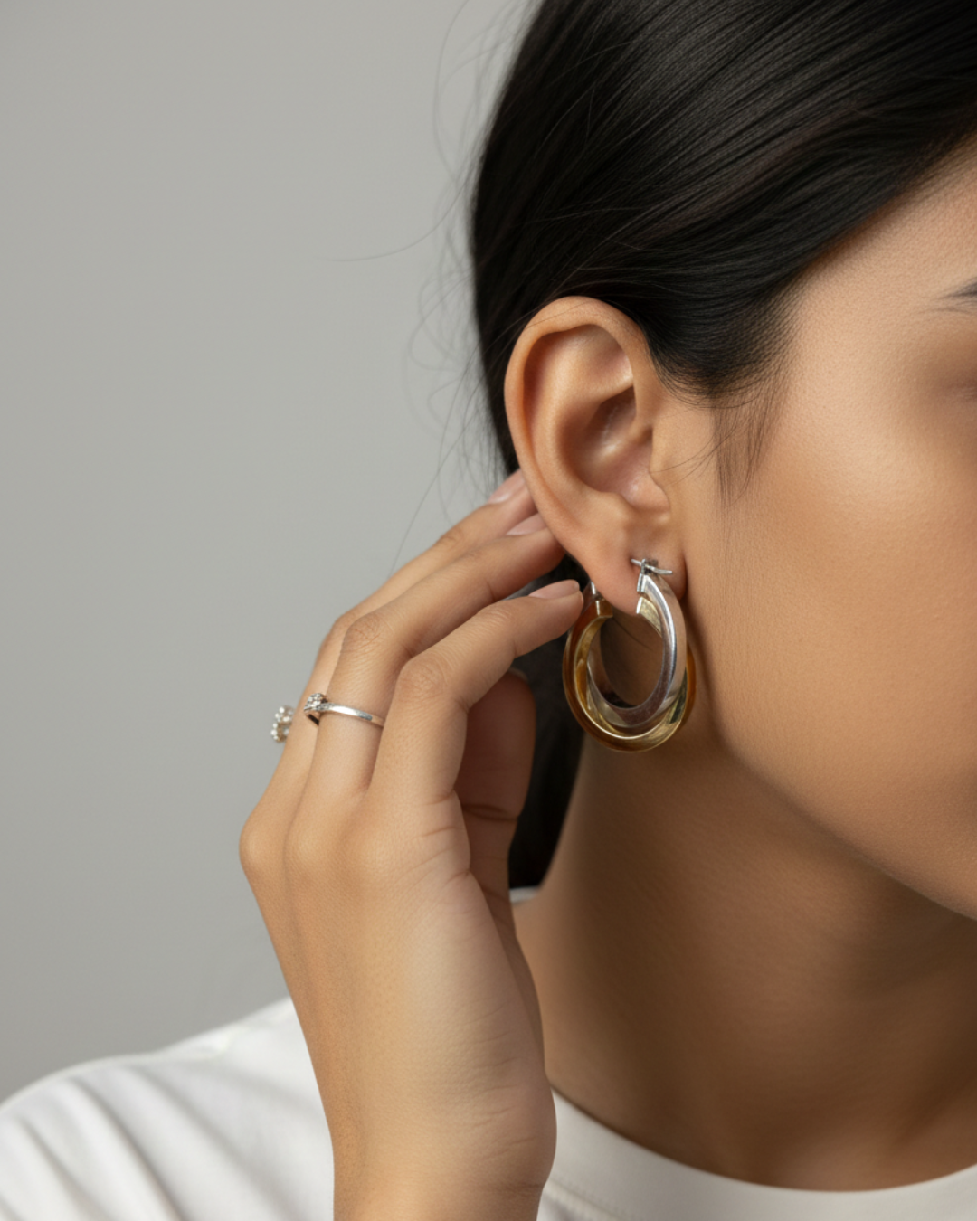 Duo Tone Twist Hoops