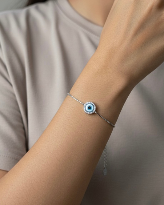 Minimal Evil Eye Bracelet – 925 Sterling Silver
