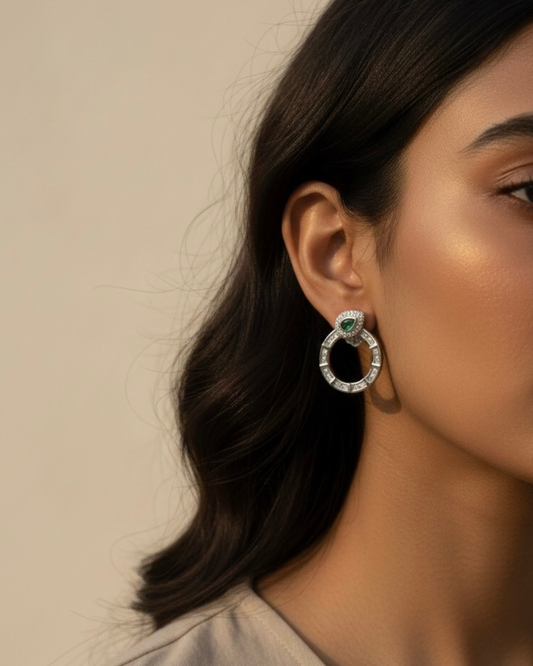 Green Stone Stud Earrings