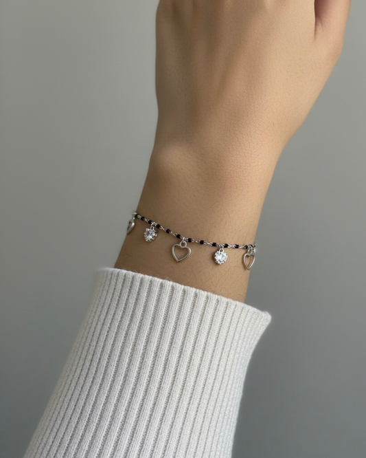Heart & Bead Silver bracelet