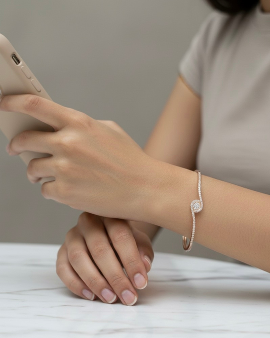 Pave-set oval bracelet