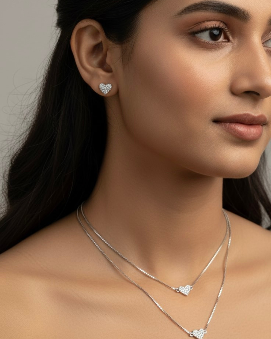Sparkling Heart Pendant Set