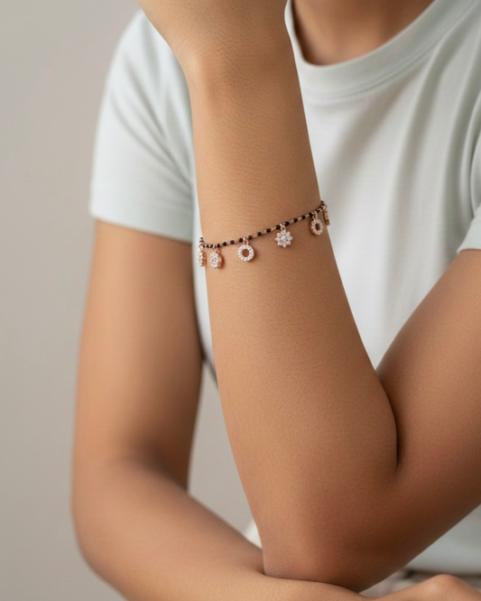 Black Beaded Sterling Silver bracelet