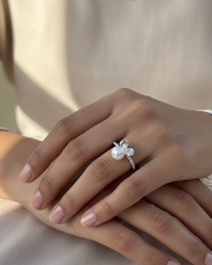 Pearl Accent Sterling Ring