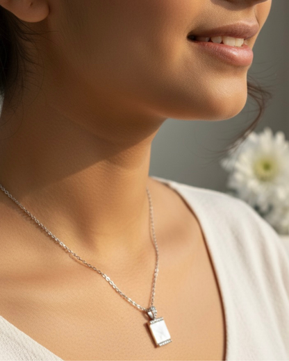 Silver Square Lock Necklace