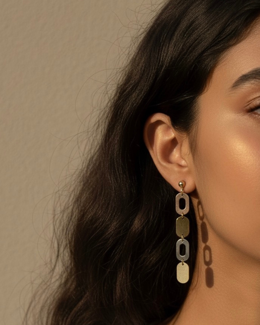 Linked Gold Drop Earrings