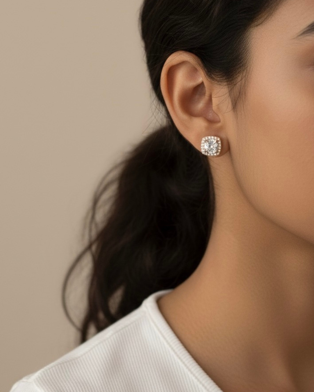 Rose Gold Cushion Stud Earrings