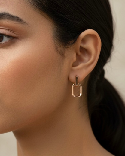 Rose gold link stud earrings