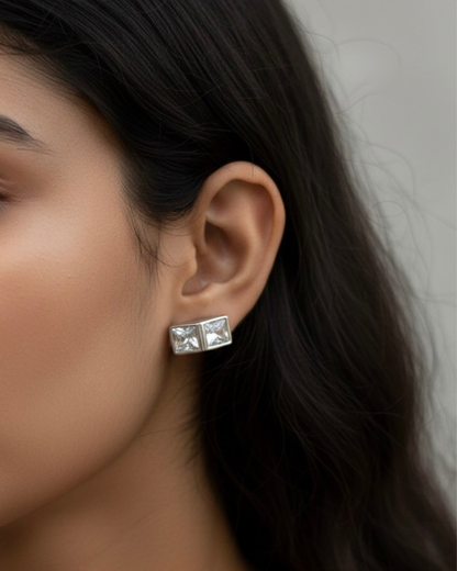 Square Crystal Stud Earrings