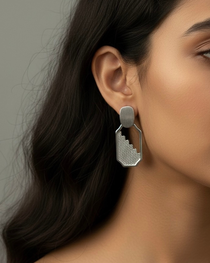 Textured Shield Stud Earrings