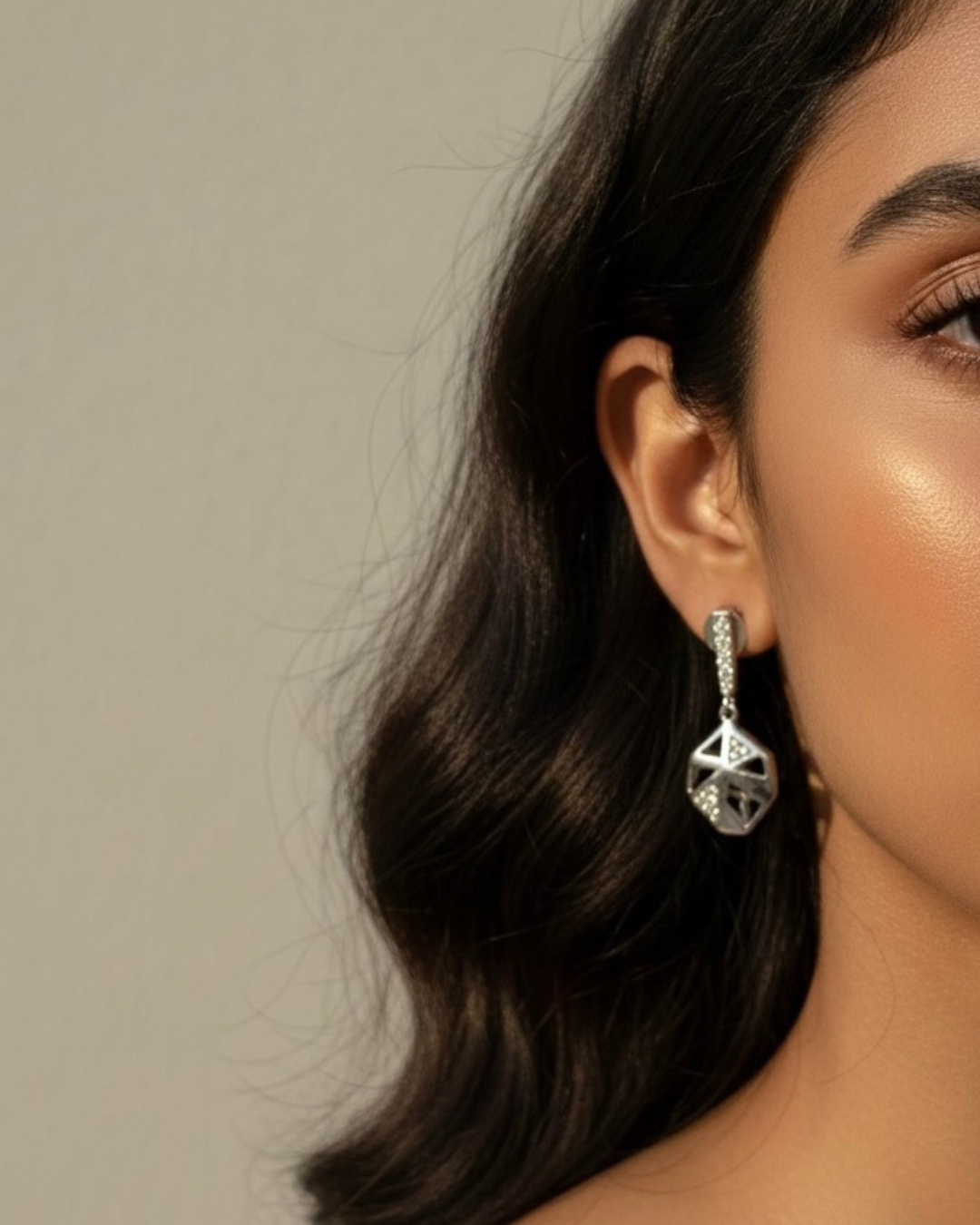 Geometric Silver Drop Earrings