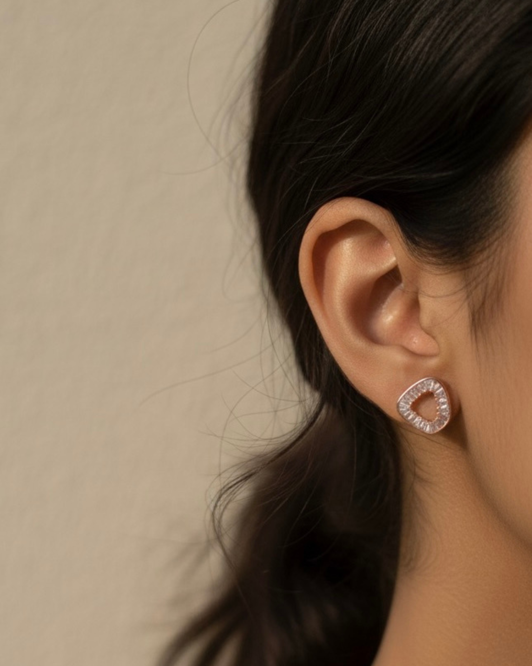 Rose Gold Square Halo Stud Earrings