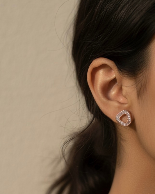 Rose Gold Square Halo Stud Earrings