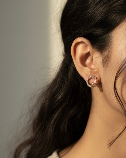 Rose Gold Circle Stud Earrings