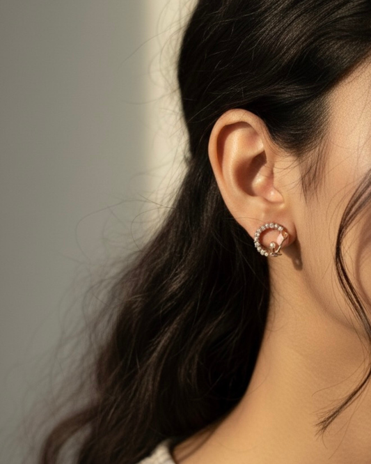 Rose Gold Circle Stud Earrings