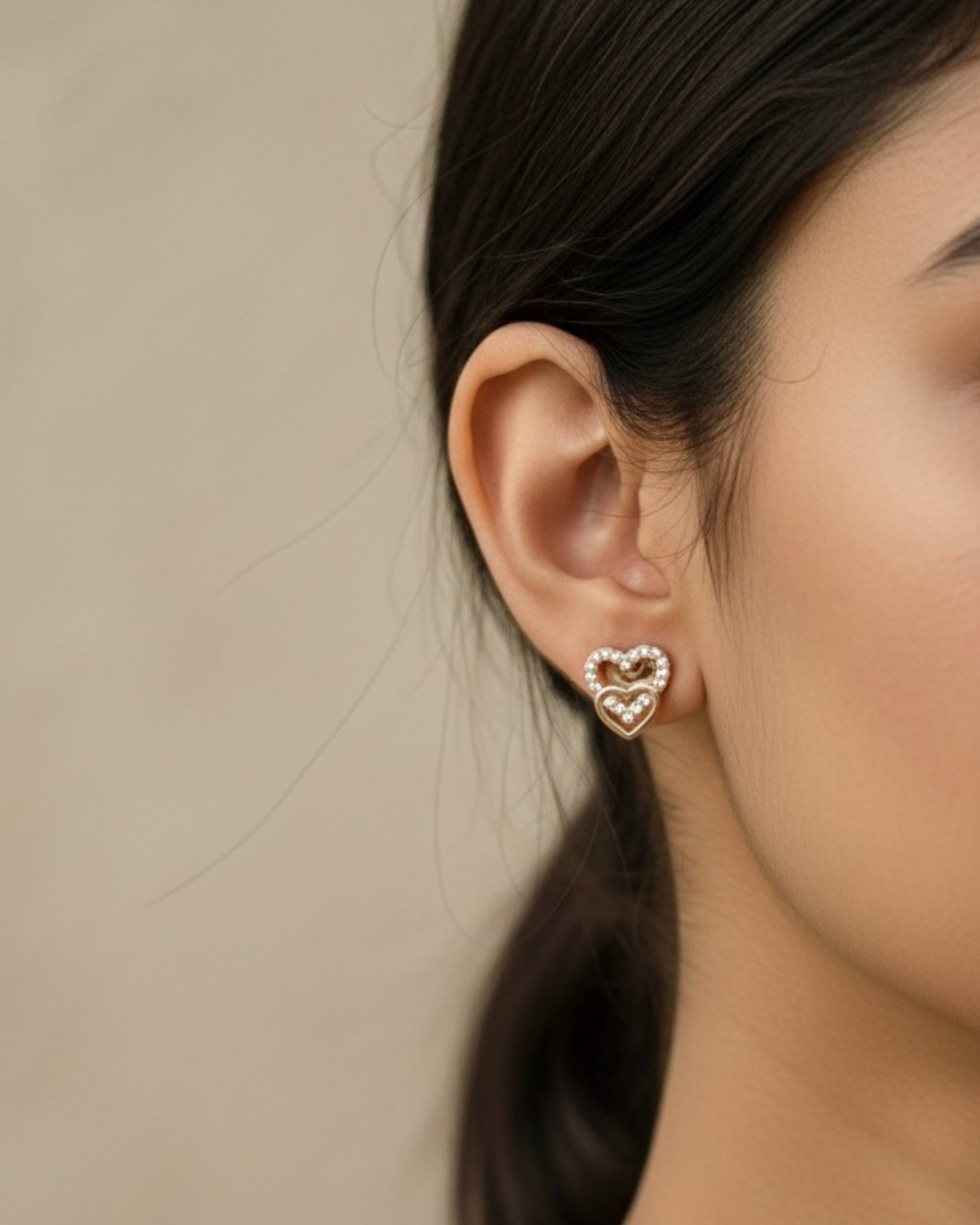 Double heart studs