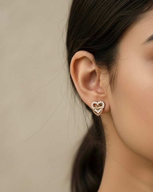 Double heart studs